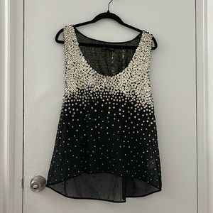 Retrofete Black and Cream Sequin Tank Top